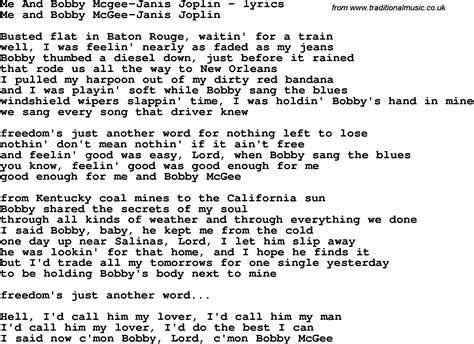 janis joplin bobby mcgee lyrics|Janis Joplin – Me And Bobby McGhee Lyrics